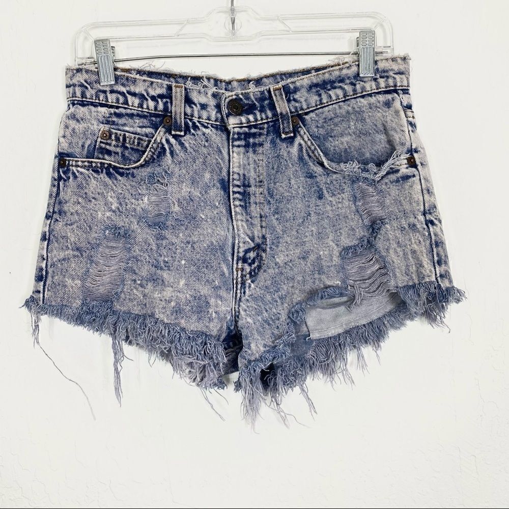 Vintage Orange Tab Levi’s Acid Wash Distressed High Rise Denim Shorts
